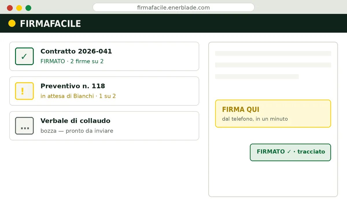 Schermata dell'applicazione FirmaFacile nel navigatore